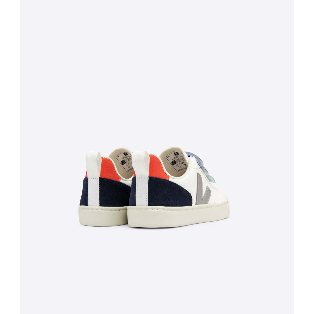 Veja V-10 CHROMEFREE Kids' Sneakers White/Blue | NZ 847BEX